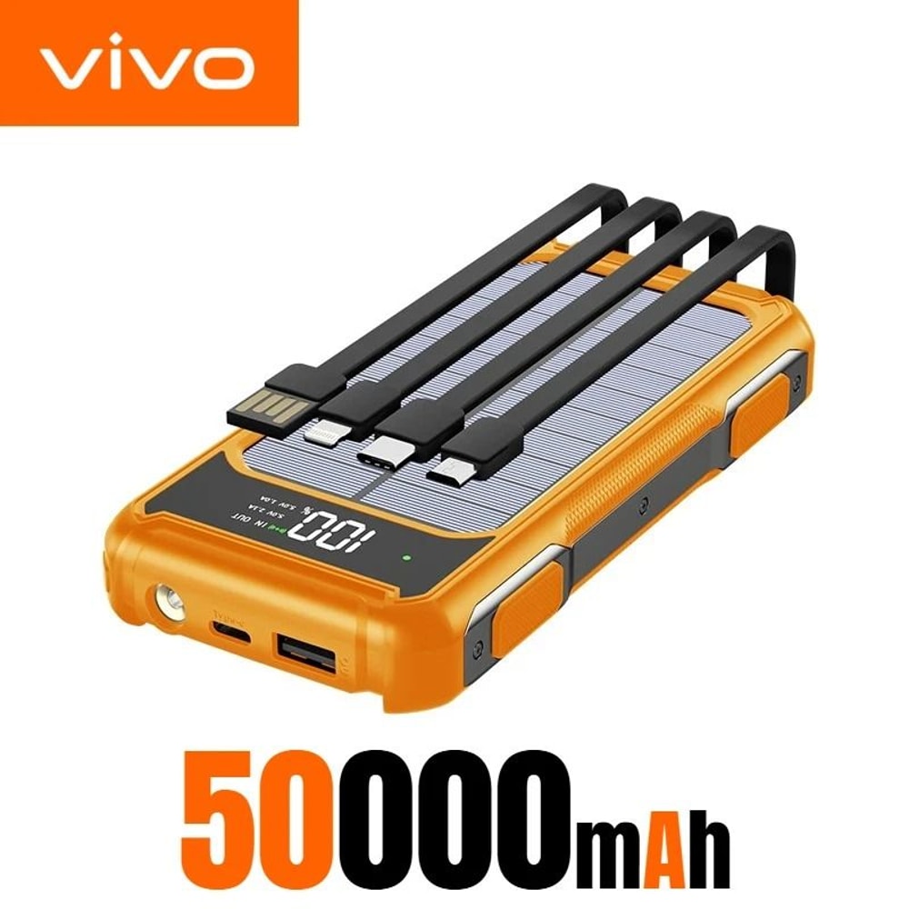 VIVO Solar Power Bank 4in1 Large Capacity Portable Battery With BuiltIn Cables Digital Display La 10