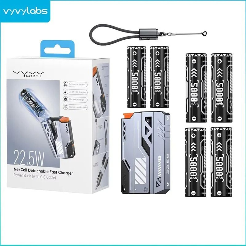 VYVYLABS 30000mAh Detachable 3C Power Bank 225W Wireless Fast Charger For IPhone 17 Android 9