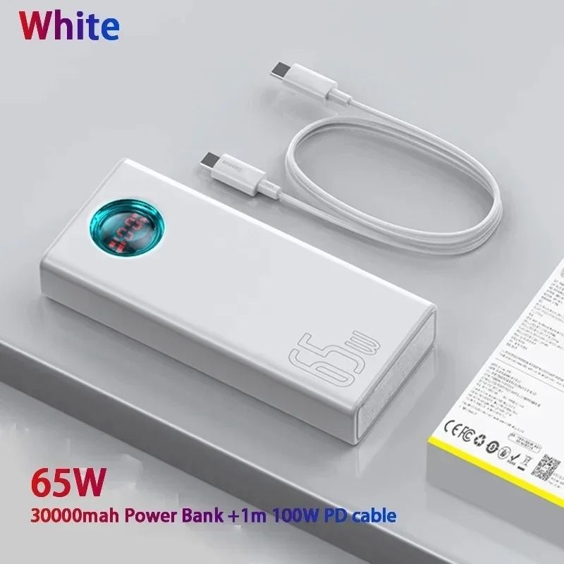 Baseus 65W PD30 Power Bank 30000mAh UltraHigh Capacity Fast Charger For Laptops IPhone 16 Tablets 7