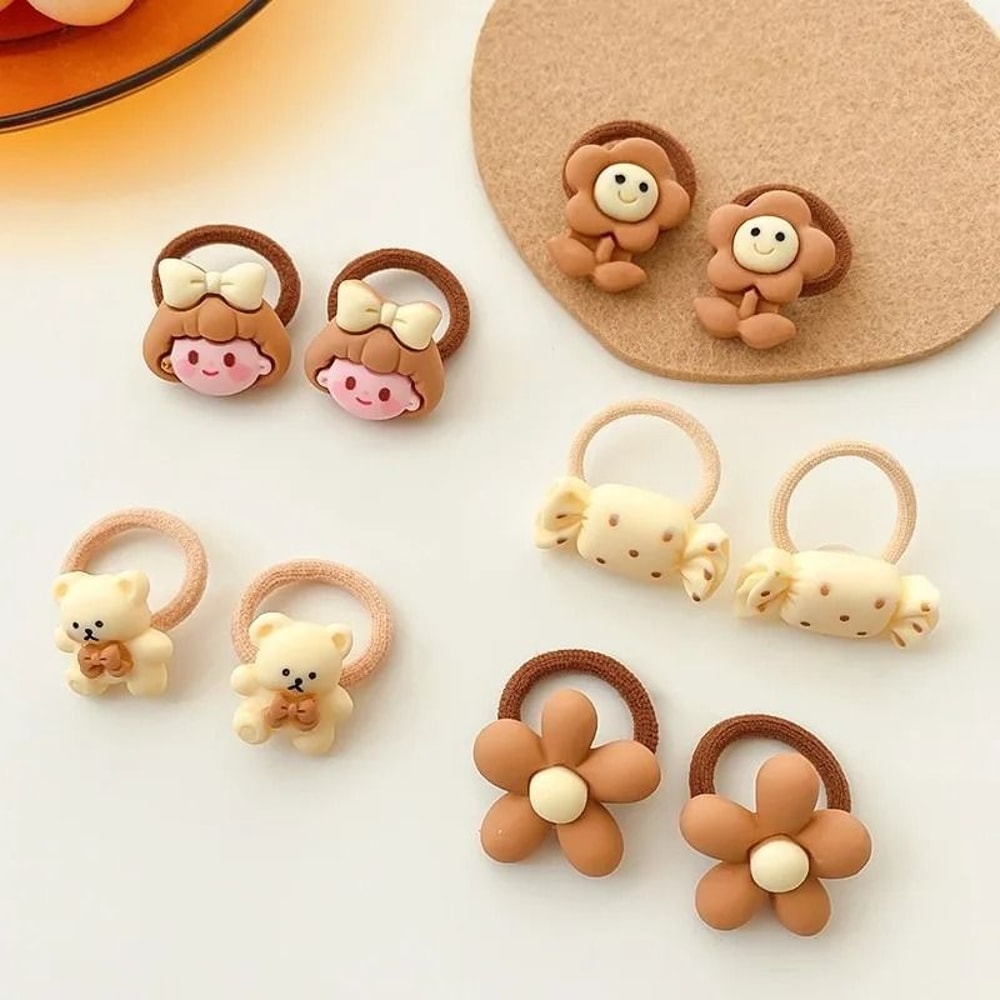 Kawaii Cartoon Baby Hair Scrunchies Cute Elastic Rubber Bands Hair Ties For Children And Kids 14