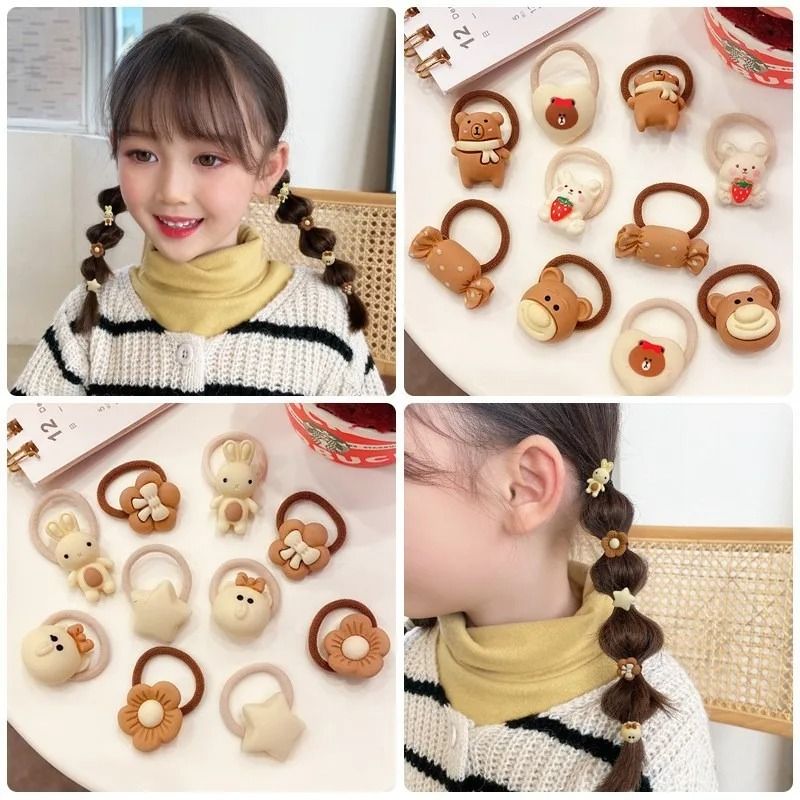 Kawaii Cartoon Baby Hair Scrunchies Cute Elastic Rubber Bands Hair Ties For Children And Kids 5