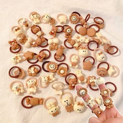 10-piece baby & toddler hair tie set – no-hurt elastic mini scrunchies with cute cartoon bears, rabbits & flowers