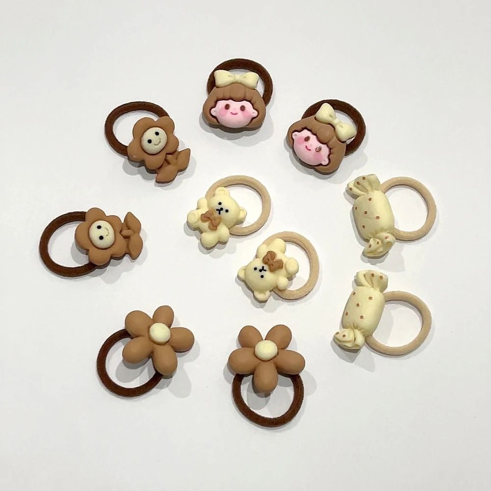 10Piece Baby Toddler Hair Tie Set NoHurt Elastic Mini Scrunchies With Cute Cartoon Bears Rabbits 4