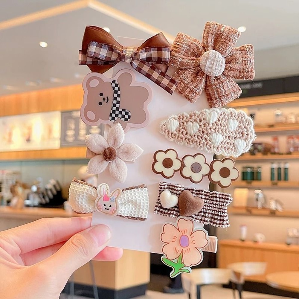 48Piece Childrens Cute Plush Hair Clip Set Sweet Cartoon Flower Bow Barrettes For Girls 9