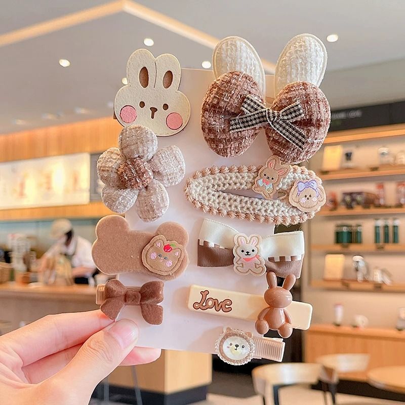 48Piece Childrens Cute Plush Hair Clip Set Sweet Cartoon Flower Bow Barrettes For Girls 8