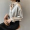 Vintage Satin Silk ButtonUp Shirt Elegant White Long Sleeve Blouse For Spring Fashion 3