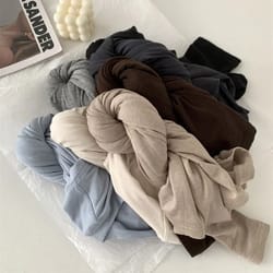 silk wool splice long sleeve t-shirt – ultra-soft waxy fit solid color backing top for spring & summer