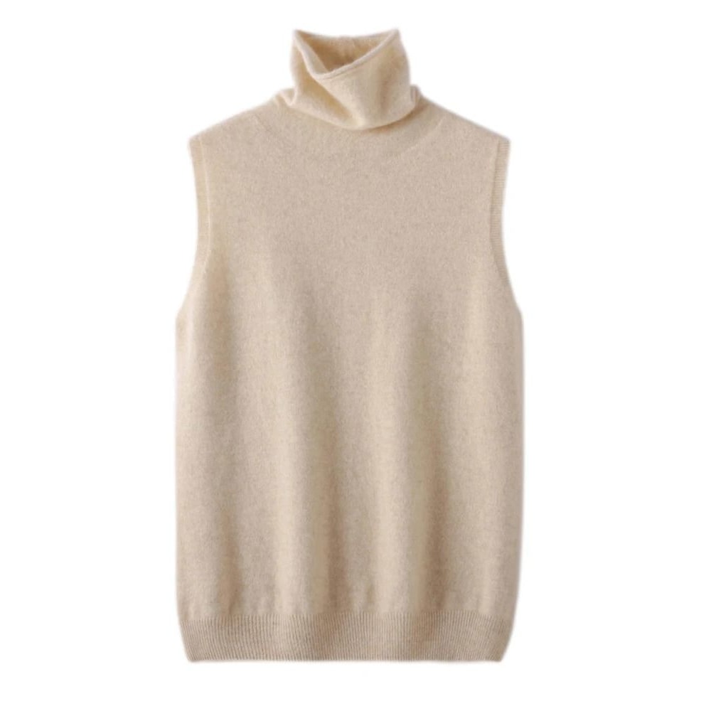 Womens 100 Merino Wool Turtleneck Vest Sleeveless Knit Pullover Waistcoat For Spring Autumn Wint 1