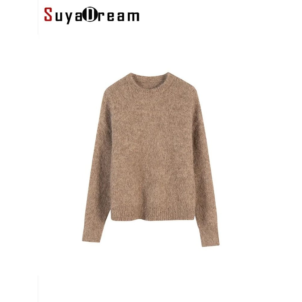 SuyaDream Warm Alpaca Pullover Loose Dropped Sleeve Luxury Sweater For 2025 FallWinter 0