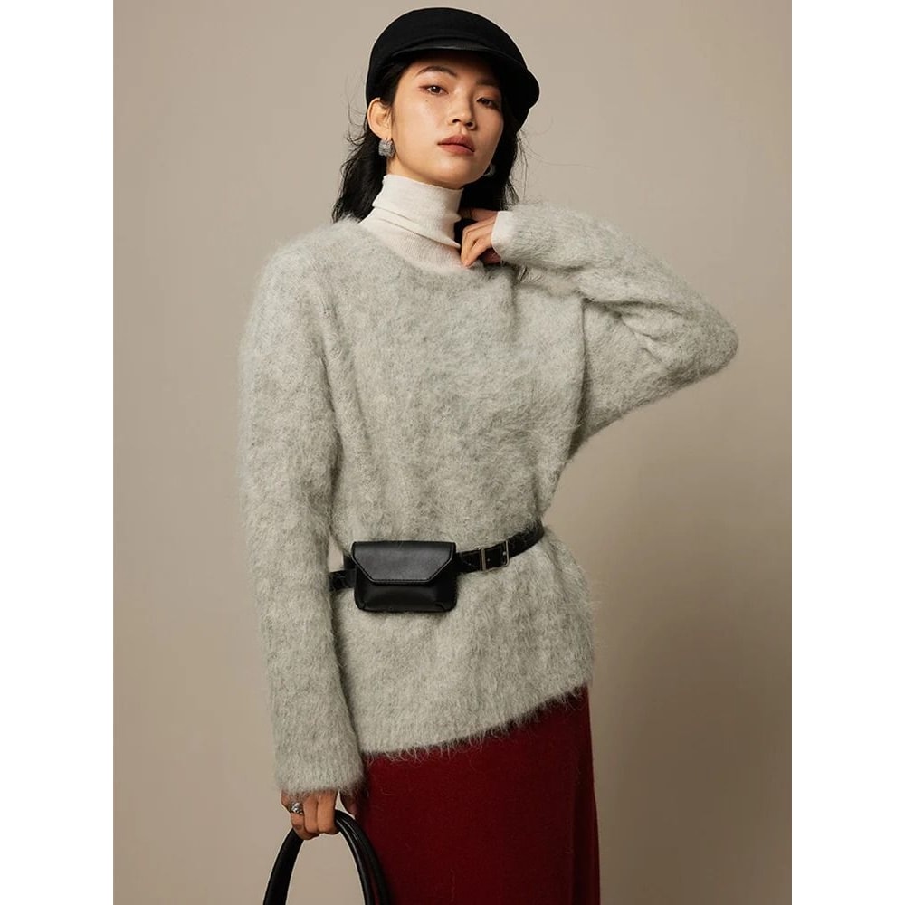 SuyaDream Warm Alpaca Pullover Loose Dropped Sleeve Luxury Sweater For 2025 FallWinter 9