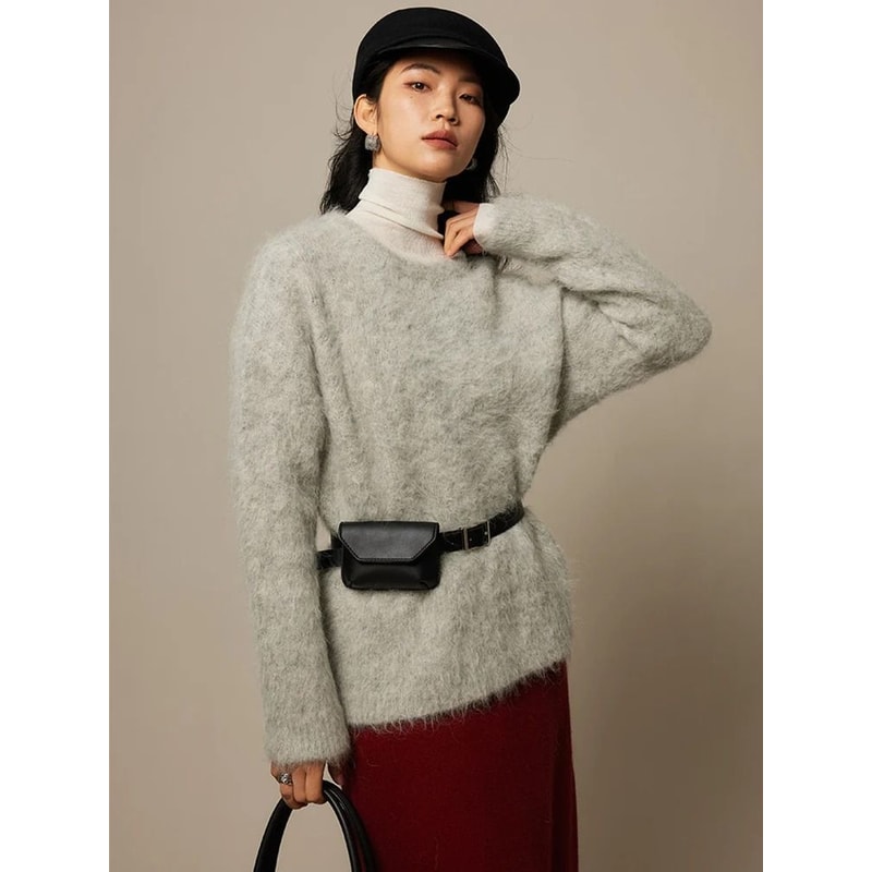 SuyaDream Warm Alpaca Pullover Loose Dropped Sleeve Luxury Sweater For 2025 FallWinter 9