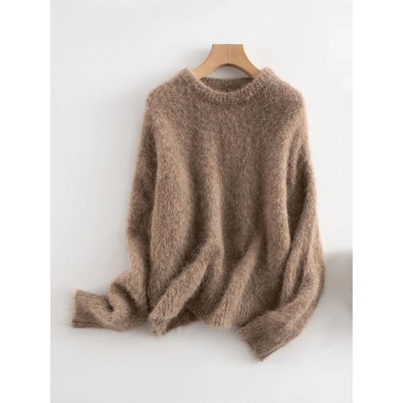 SuyaDream Warm Alpaca Pullover Loose Dropped Sleeve Luxury Sweater For 2025 FallWinter 12