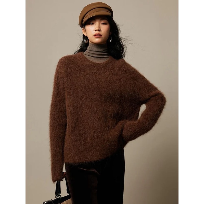 SuyaDream Warm Alpaca Pullover Loose Dropped Sleeve Luxury Sweater For 2025 FallWinter 13