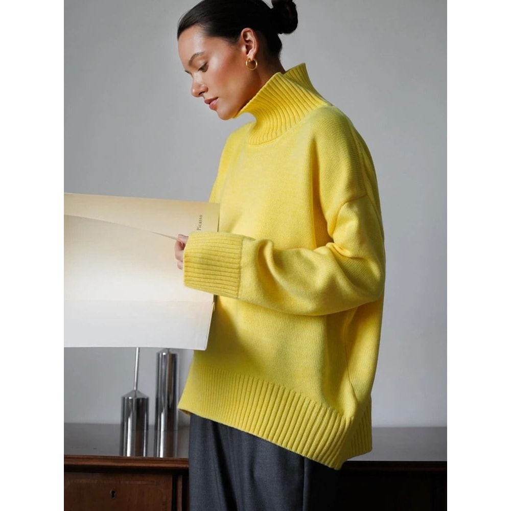 Autumn Oversized HighCollar Knitted Sweater Vintage Soft Pullover For Winter Warmth 7
