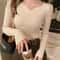 2025 Basic VNeck Chic Pullover Slim Ribbed Knitted Sweater For Autumn Winter 1