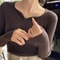 2025 Basic VNeck Chic Pullover Slim Ribbed Knitted Sweater For Autumn Winter 2