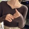 2025 Basic VNeck Chic Pullover Slim Ribbed Knitted Sweater For Autumn Winter 9