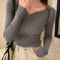2025 Basic VNeck Chic Pullover Slim Ribbed Knitted Sweater For Autumn Winter 10
