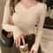 2025 Basic VNeck Chic Pullover Slim Ribbed Knitted Sweater For Autumn Winter 8