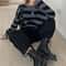Korean Style Striped Cropped Sweater Vintage Oversized Knit Jumper For Autumn Winter 2