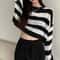Korean Style Striped Cropped Sweater Vintage Oversized Knit Jumper For Autumn Winter 5