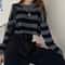 Korean Style Striped Cropped Sweater Vintage Oversized Knit Jumper For Autumn Winter 6