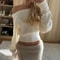 Womens Solid OffShoulder Knit Sweater Elegant Slash Neck Loose Pullover For Autumn Winter 6