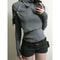 2000s Korean Fashion Slim Batwing Sweater Y2K Subculture Pure Color Pullover For Autumn Winter 3