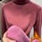Thicken Velvet Turtleneck Sweater Korean Fashion Lined Warm Knitted Pullover Winter Jersey Jumper 1