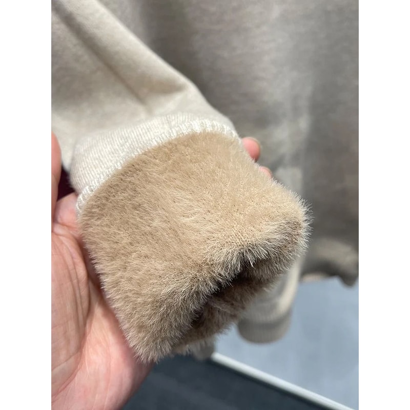 Thicken Velvet Turtleneck Sweater Korean Fashion Lined Warm Knitted Pullover Winter Jersey Jumper 5