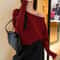300g Thick Batwing Long Sleeve Pullover Korean Fashion OffShoulder Sweater Loose Autumn Outwear 9