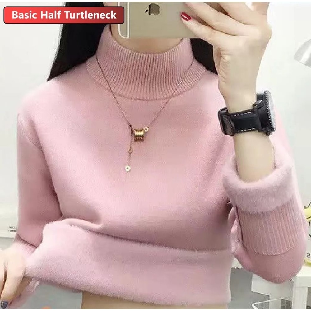 Elegant Thicken VelvetLined Turtleneck Sweater Slim Knit Pullover Warm Winter Jumper 14