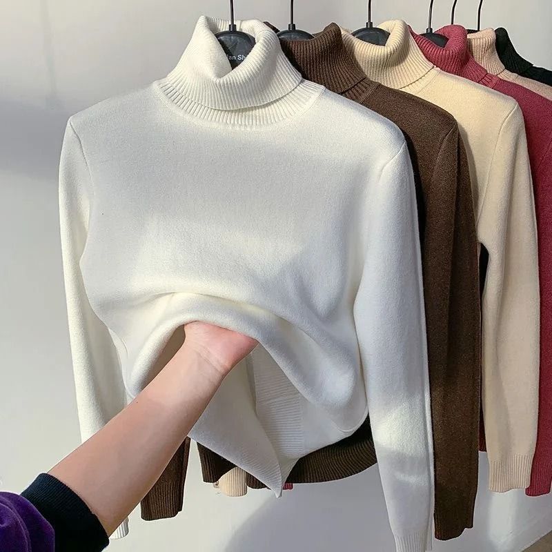 Elegant Thicken VelvetLined Turtleneck Sweater Slim Knit Pullover Warm Winter Jumper 7