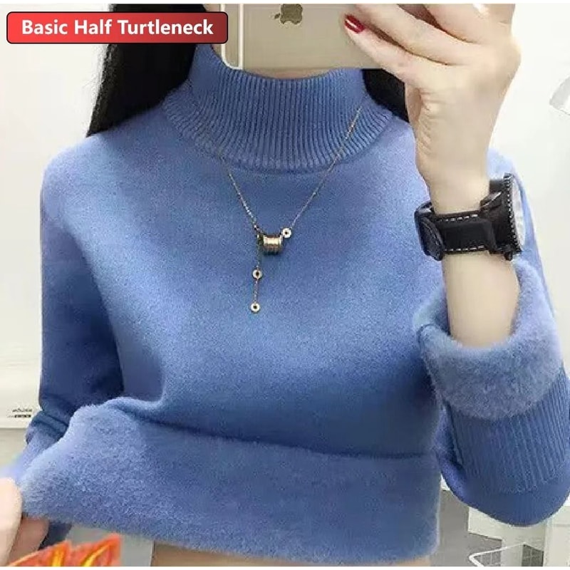 Elegant Thicken VelvetLined Turtleneck Sweater Slim Knit Pullover Warm Winter Jumper 17