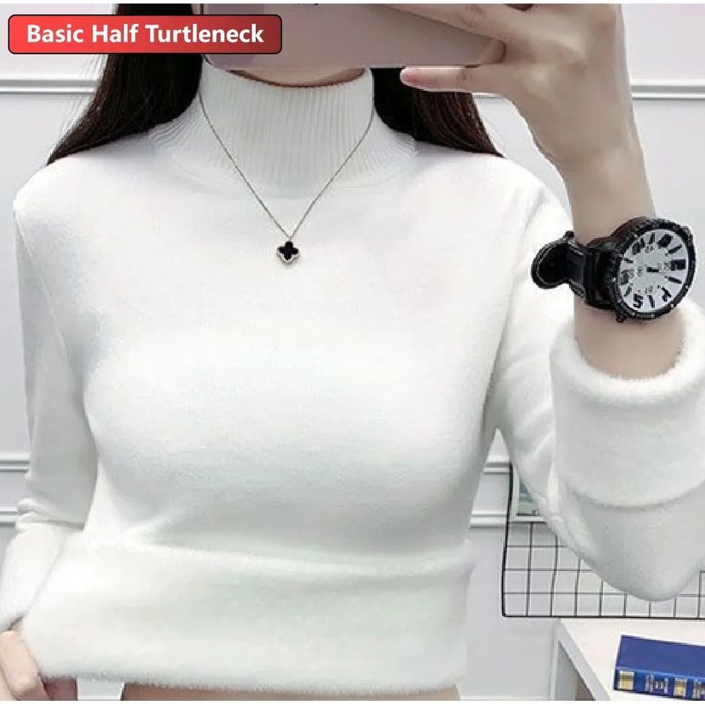 Elegant Thicken VelvetLined Turtleneck Sweater Slim Knit Pullover Warm Winter Jumper 18