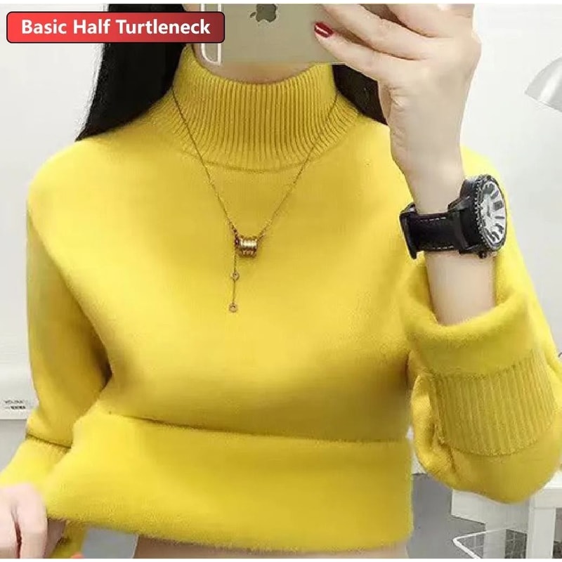 Elegant Thicken VelvetLined Turtleneck Sweater Slim Knit Pullover Warm Winter Jumper 24