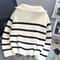 Womens Premium Zipper Stripe Underlay Sweater Short Style Spring Autumn Pullover 3