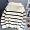 Womens Premium Zipper Stripe Underlay Sweater Short Style Spring Autumn Pullover 3