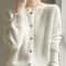 Womens 100 Merino Wool ONeck Cardigan Soft CashmereTouch OL Buttoned Knitwear 0
