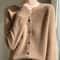 Womens 100 Merino Wool ONeck Cardigan Soft CashmereTouch OL Buttoned Knitwear 11