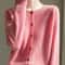 Womens 100 Merino Wool ONeck Cardigan Soft CashmereTouch OL Buttoned Knitwear 12