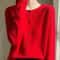 Womens 100 Merino Wool ONeck Cardigan Soft CashmereTouch OL Buttoned Knitwear 13