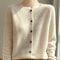 Womens 100 Merino Wool ONeck Cardigan Soft CashmereTouch OL Buttoned Knitwear 1