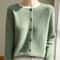 Womens 100 Merino Wool ONeck Cardigan Soft CashmereTouch OL Buttoned Knitwear 4