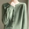 Womens 100 Merino Wool ONeck Cardigan Soft CashmereTouch OL Buttoned Knitwear 7