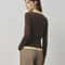 FSLE 2025 Autumn Color Block Knitted Sweater Vintage Fake TwoPiece Turn Collar Cable Knit Top 3