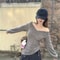 Fashion Vintage VNeck Knitted Top Early Autumn Slim Sexy Gray Pullover Sweater For Women 3