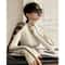 High Neck Knitted Sweater Trendy AutumnWinter Color Blocking Slim Fit Pullover For Women 2