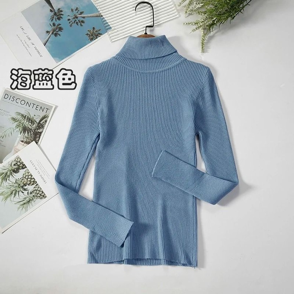2026 Simple Womens Turtleneck Sweater Winter Fashion Elastic Knit Pullover Casual Solid Jumper 28