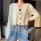 VNeck Cropped Cardigan Korean Fashion Twist Knitted Sweater Coat For Autumn Winter 0